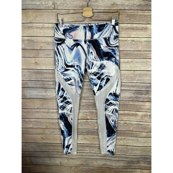 Fabletics Medium Swirl Print Leggings Mesh Inserts - Picture 1 of 10